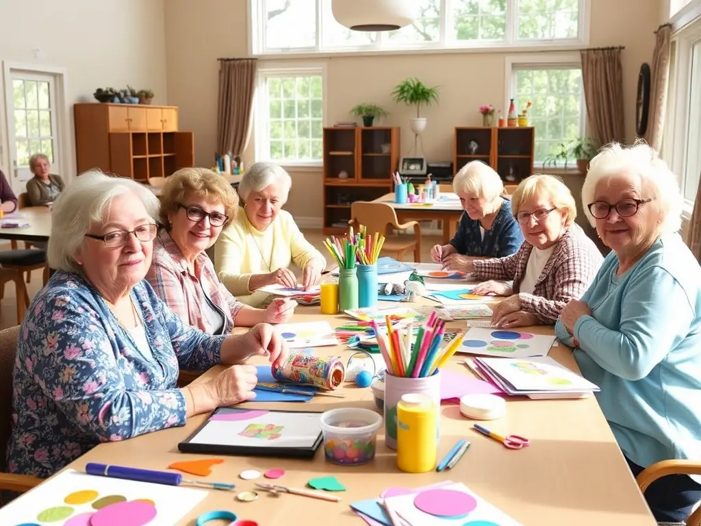 A vibrant image of participants engaged in a community arts and crafts workshop, showcasing creativity and collaboration.